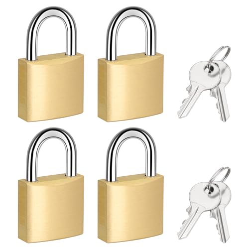 Image of 4 Pack Small Padlock with 4 Same Keys Thicken Locker Lock 1.18inch 30mm Small Solid Brass Padlock Weatherproof for Gym Case Backpack Luggage Hasp Storage