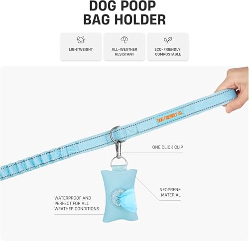 Image of Dog Friendly Co. Poop Bag Holder for Leash, Dog Waste Bag, Premium Burgundy | One Click Clip Potty Carrier Dispenser, Pet Trash Bags, Neoprene Fabric for All Weather Conditions, Stylish Walking Accessory