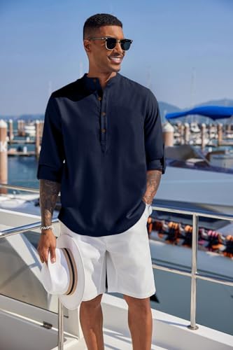 Image of Zombom Men's Kurta || Chinese Collar Long Sleeves || Straight Hip Length Kurtas || Short Kurta for Men || for Festival || Function || Occasion Wear Fancy Kurta for || Best Gifts for Men