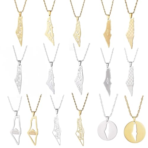 925 Sterling Silver & 14K Yellow Gold Palestine Map Necklaces - Men's & Women's Pendants by Generic - Used condition - Image 2