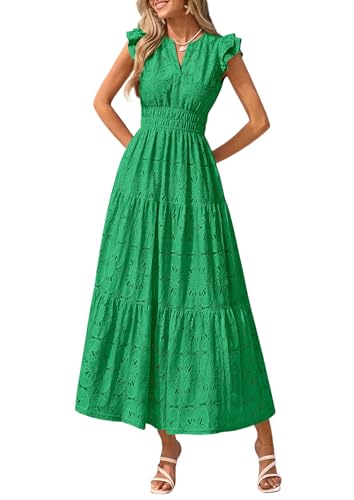 PRETTYGARDEN Womens Boho Maxi Dresses 2026 Summer Floral Lace Eyelet