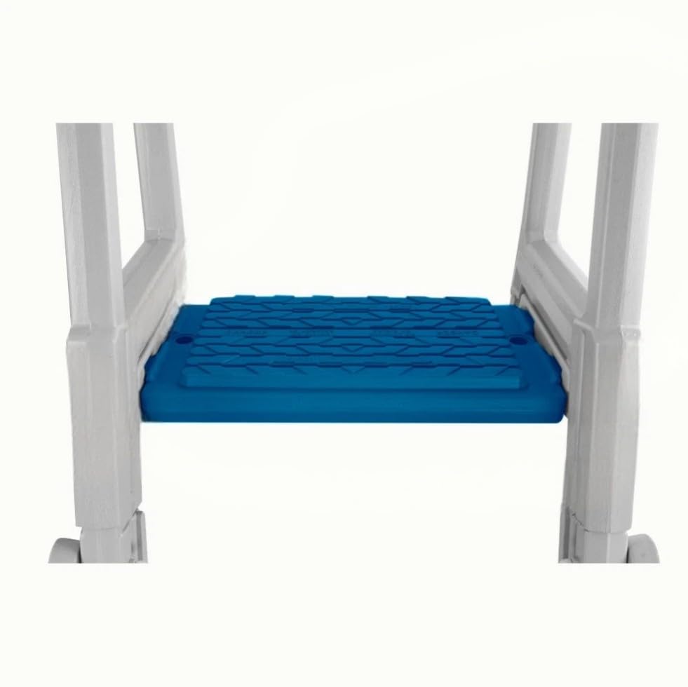 Escalera para piscina con peldaños blancos y azules de 81 pulgadas miniatura 7