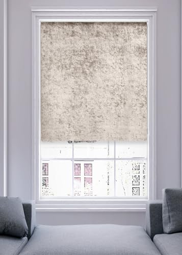 Lister Cartwright Crushed Velvet Roller Blinds for Windows – Taupe (60 x165 cm) - Easy Fit, Cut to Size, Thermal Insulated, Modern Window Blind with Child Safety Fixing