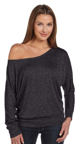 Bella Ladies Elizabeth Long-Sleeve Dolman Sleeves Top, Dark Grey Heather, Medium
