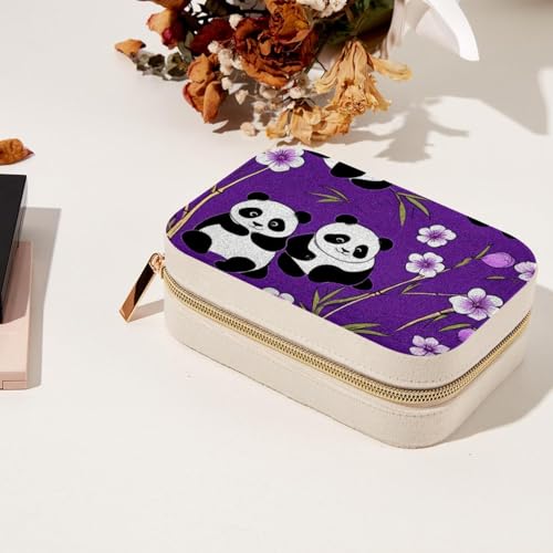 Boîte à bijoux spacieuse avec compartiments et motif panda - 8