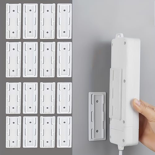Image of PERMAFROST Self Adhesive Power Strip Holder, Surge Protector Fixator Wall Mount Punch Free Cable Management System for Remote Control Router Computer Kitchen Home and Office. (8)