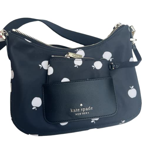 Kate Spade Chelsea Camera Bag W Coin Pouch Change Purse Black Apple Nylon #TOP2