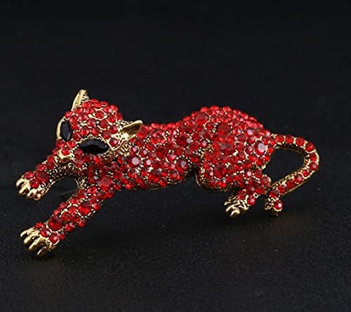 Image of Fashion Women Men Vintage Leopard Brooch Colorful Full Rhinestones Crystals Wild Animal Corsage Lapel Pin Birthday Gift Party