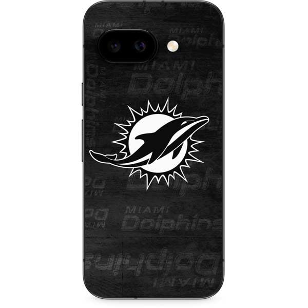 Skinit Decal Phone Skin Compatible with Google Pixel 9a - Officially Licensed NFL Miami Dolphins Black & White Design