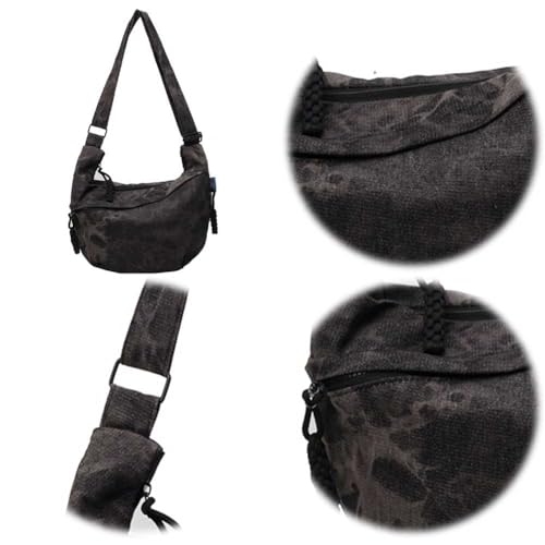 Canvas Crescent Crossbody Bag for Women Men Canvas Dumpling Bag Multi-pockets Crescent Lightweight Small Hobo Bag2