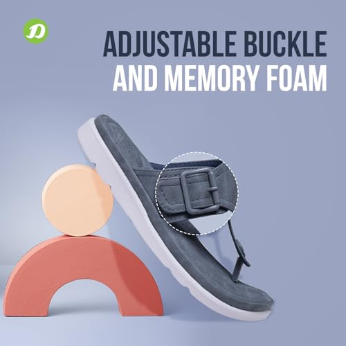 Image of DOCTOR EXTRA SOFT Womens Flat Memory Foam Slippers /Flip-Flops Fashion Stylish Casual Comfortable Diabetic Orthopedic Lightweight Synthetic Slip-On Sandals With Adjustable Buckle For Girls D-630