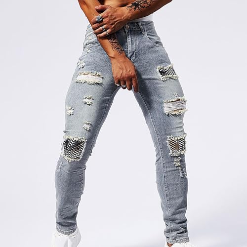 Tapered Denim Pants Men Vintage Classic Utility Work Ripped Jeans Disco Party Stretch Steampunk Stretchy Street Wear4