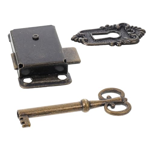 FIXOSHEE Serrure De Tiroir Vintage Et Loquet à Clé d 39 Armoire En Métal Antique, Verrouillage Sécurisé Pour Meubles Classiques Et Boîtes à Bijoux, Lot 54x28 Mm, Usage Bureau Et Vitrine