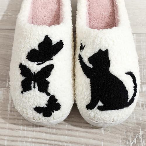 Image of Highland Cow Slippers for Women Plush Scottish Highland Cow Animal Slippers Warm Non Slip Home Indoor Slippers
