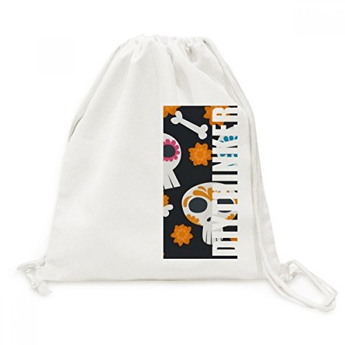 Sac à cordon Os Crâne de Fleur Mexique, une idée cadeau originale en toile imprimée
