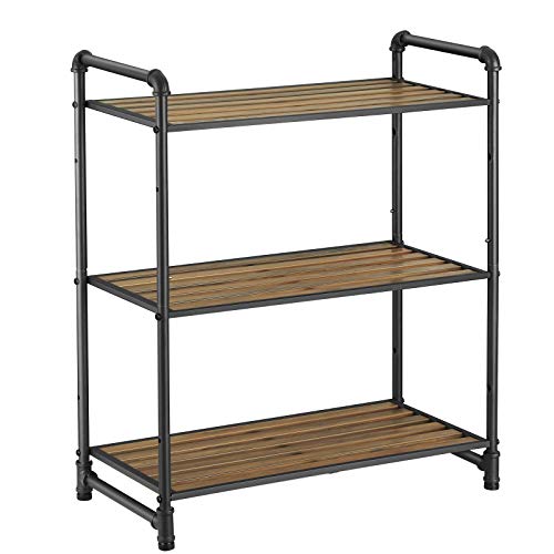 VASAGLE 3-Tier Storage Rack, Customizable Bathroom Kitchen Shelf, Industrial Style Extendable Plant St