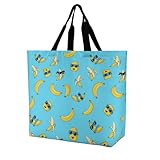 MZERSE Women's Fashion Travel Tote Bag, Large Capacity Lightweight Reusable Grocery Shoulder Bag Cute Banana for Beach Shopping Work