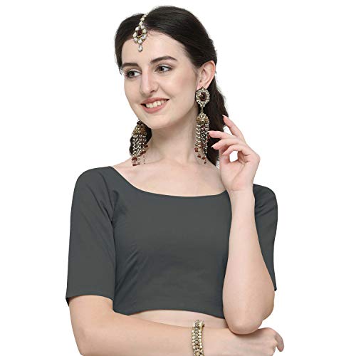 Image of Janasya Women's Plain Pure Cotton Stitched Blouse