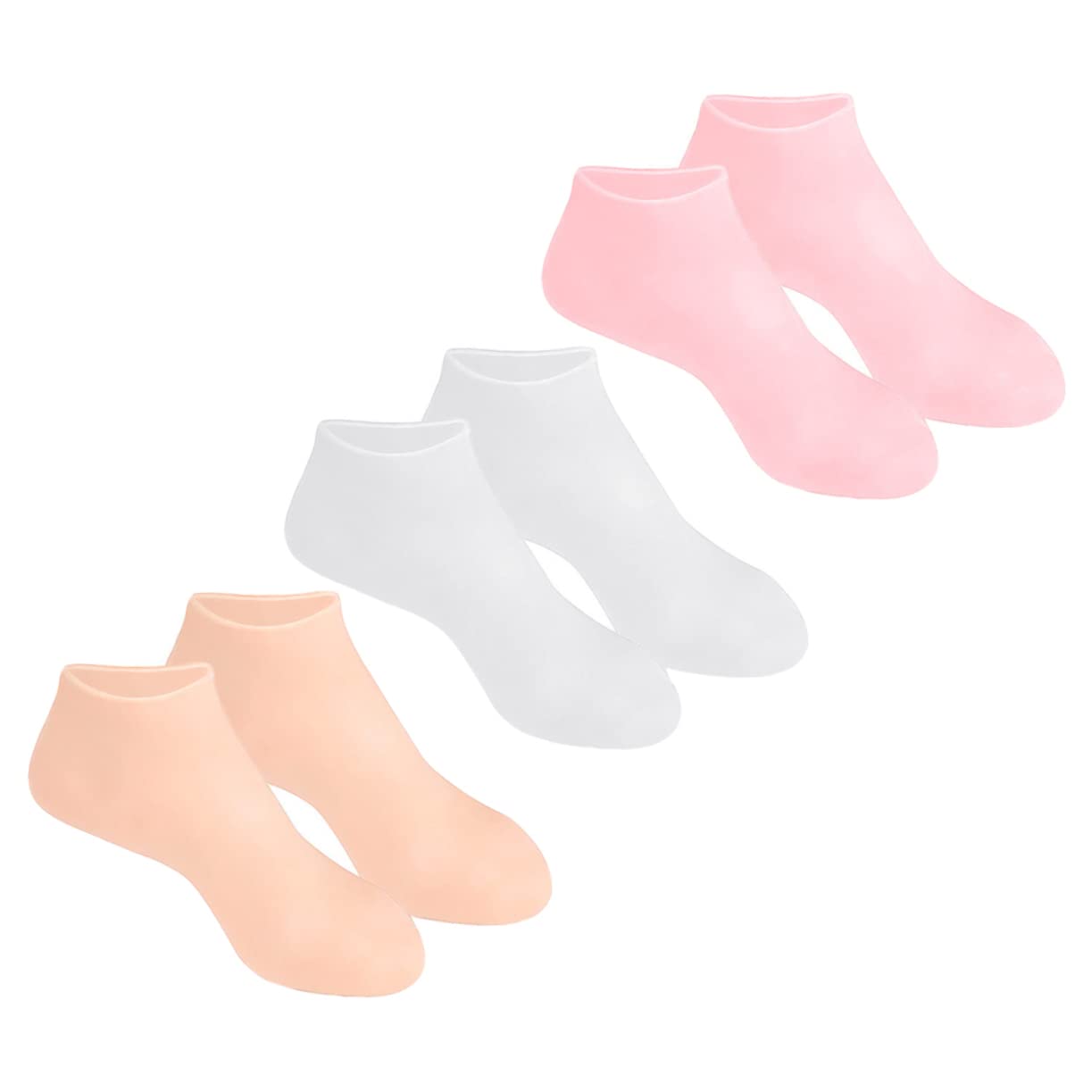 Outanaya 3Pairs Moisturizing Foot Cover Socks for Women Intensive Hydration Treatment for Dry Cracked Feet Washable Reusable for Home Pedicure Care Infused