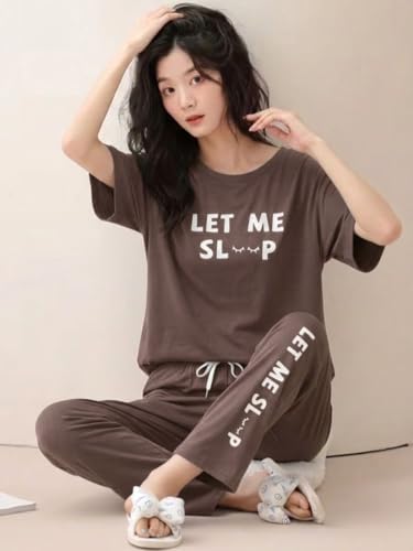 Image of SMOWKLY Women's Premium Cotton Blend Cute Print Two Piece Pj Sleepwear