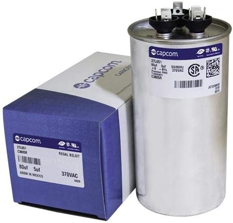 GE Genteq Round Capacitor 80 5 uf MFD 370 Volt 27L323BZ3 27L323