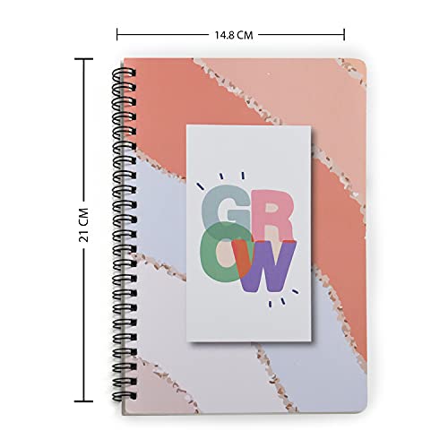 Image of PAPBOO A5 Handy, GROW,Easy to Carry Spiral Wiro Notebook : 100 GSM Natural Shade Paper, Dot Grid, 120 Pages, Journal, Diary, Gift