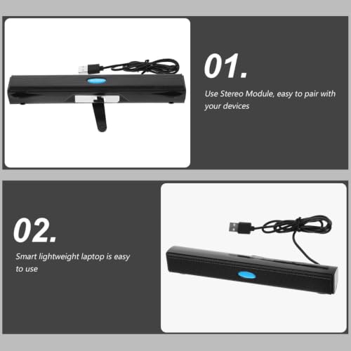 Image of UKCOCO USB 2.0 Soundbar Speaker for Laptop Desktop pc Tablet and Mobile Phone Mini Wired Stereo Sound Bar with 360 Surround Sound Compact USB Speaker for Office Workstation and Gaming