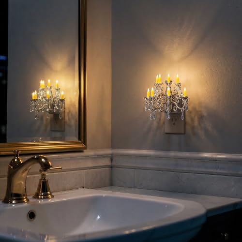 Image of Briignite Chandelier Night Light Plug in, Night Lights Plug into Wall with Dusk to Dawn Light Sensor, Dimmable Sliver Nightlight Plug in, 3000K Soft White for Bathroom Bedroom Hallway Kitchen Decor