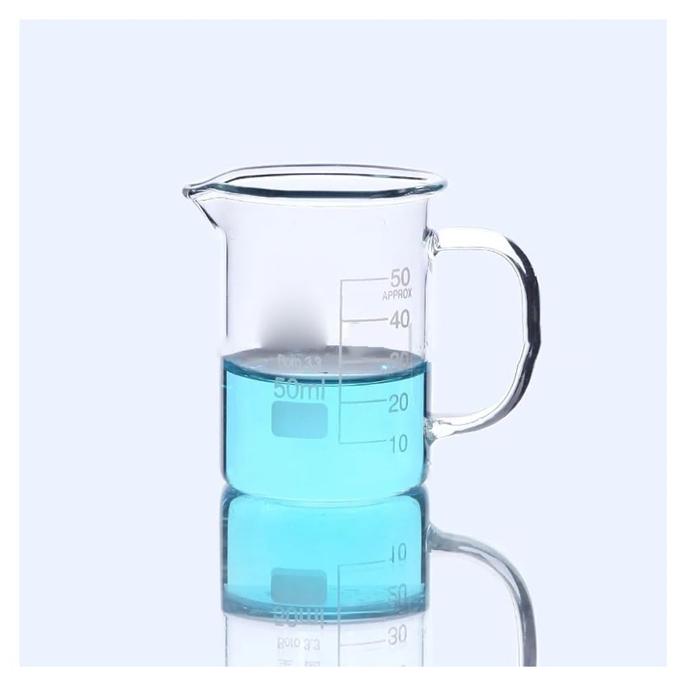 Vaso de precipitados de vidrio de borosilicato de alta calidad con asa y escala. Equipo de laboratorio. Equipamiento de laboratorio