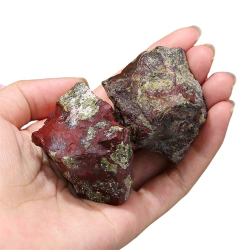 GUJOXILA 2 Stück Blutstein Große Kristalle Rohstein Set Naturstein