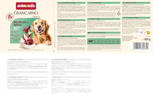 animonda GranCarno Adult Hunde Nassfutter mit Hirsch + Äpfeln (6 x 800 g)