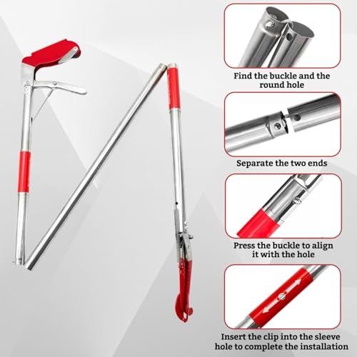 127cm Extra Faltbare Schlangengreifer-Set, Multifunktionales Greifzange für Senioren with 1 Greifer 1 Schlangennetz 1 37cm Clip 1 Handschuhe Edelstahl-müllzange greifzange Aufhebehilfe Greifer