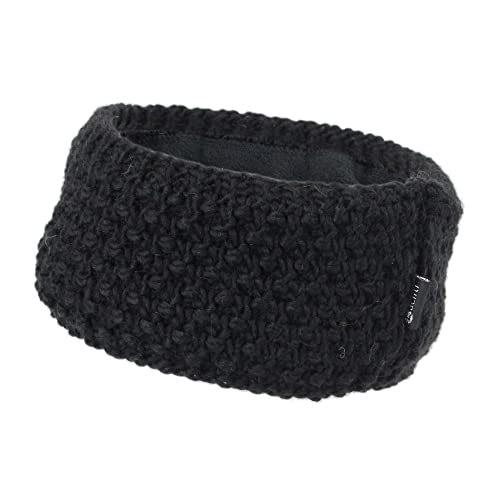 irisaa Stirnband Damen, made in EU, elastisches Haarband Mädchen Ohrwärmer gestricktes Kopfband Grobstrick gefüttert mit weichem Fleece Thermo Innenfutter, Winter Headband, stirnband farbe:Schwarz Cover