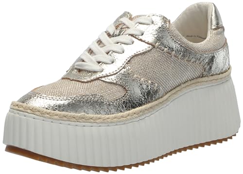 Dolce Vita Women\'s DANDI Sneaker, LIGHT GOLD WOVEN, 8
