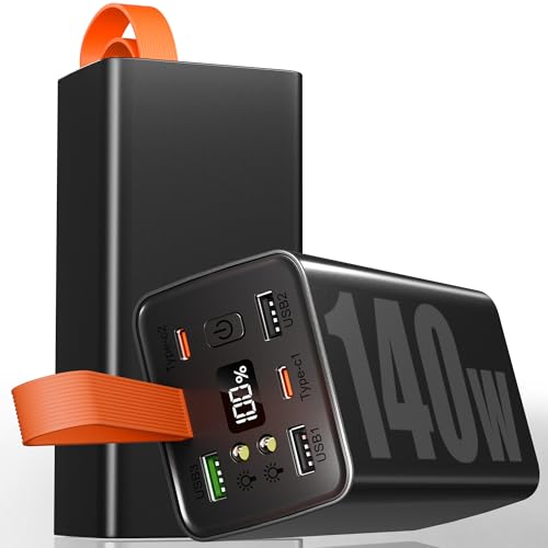 140W Power Bank Portátil para Laptops de 70000mAh – Batería Externa con PD3.1, QC4.0, Carga Rápida USB-C, Pantalla LED, 5 Salidas y 2 Entradas para Smartphones y Tabletas 140W Power Bank Portátil para Laptops de 70000mAh – Batería Externa con PD3.1, QC4.0, Carga Rápida USB-C, Pantalla LED, 5 Salidas y 2 Entradas para Smartphones y Tabletas