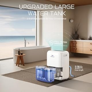 Wellsle 3500 Sq.Ft Energy Star Dehumidifier for Basement and Home, 1.32 Gal Water Tank with Auto and Manual Drainage, 24-Hour Timer, Intelligent Humidity Control