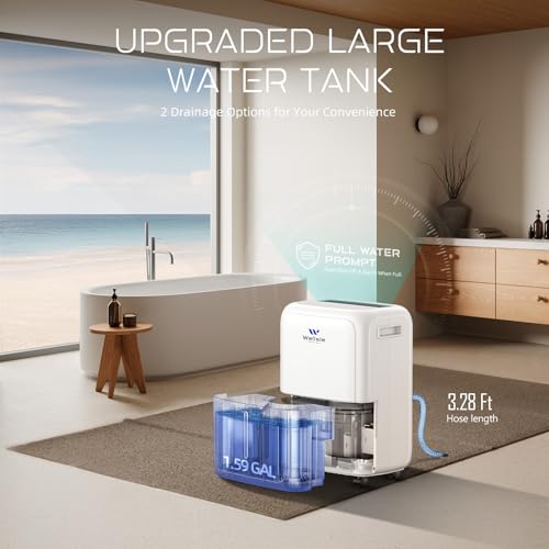 3500 Sq. Ft Dehumidifier for Home & Basement with Drain Hose, Max 52 Pint Dehumidification with Larger 1.59 Gallon Water Tank, Smart Efficient Humidity Control - Image 3