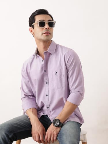 Image of Thomas Scott Men Premium Slim Fit Solid Cotton Twill Full Sleeve Shirt