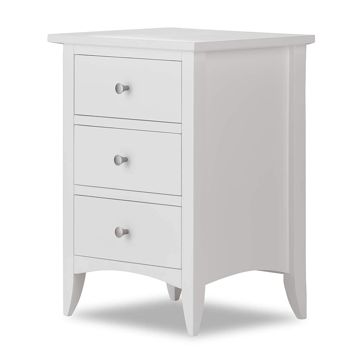 Buy Edward Hopper white bedside table with 3 drawers, metal runners