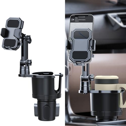 Baynice Cup Phone Holder for Car, Universal [No Shaking] Cup Holder Phone Mount with Expandable Base for Car Truck, Adjustable Neck,Compatible with iPhone Samsung Most Smartphones and Drink Bottles