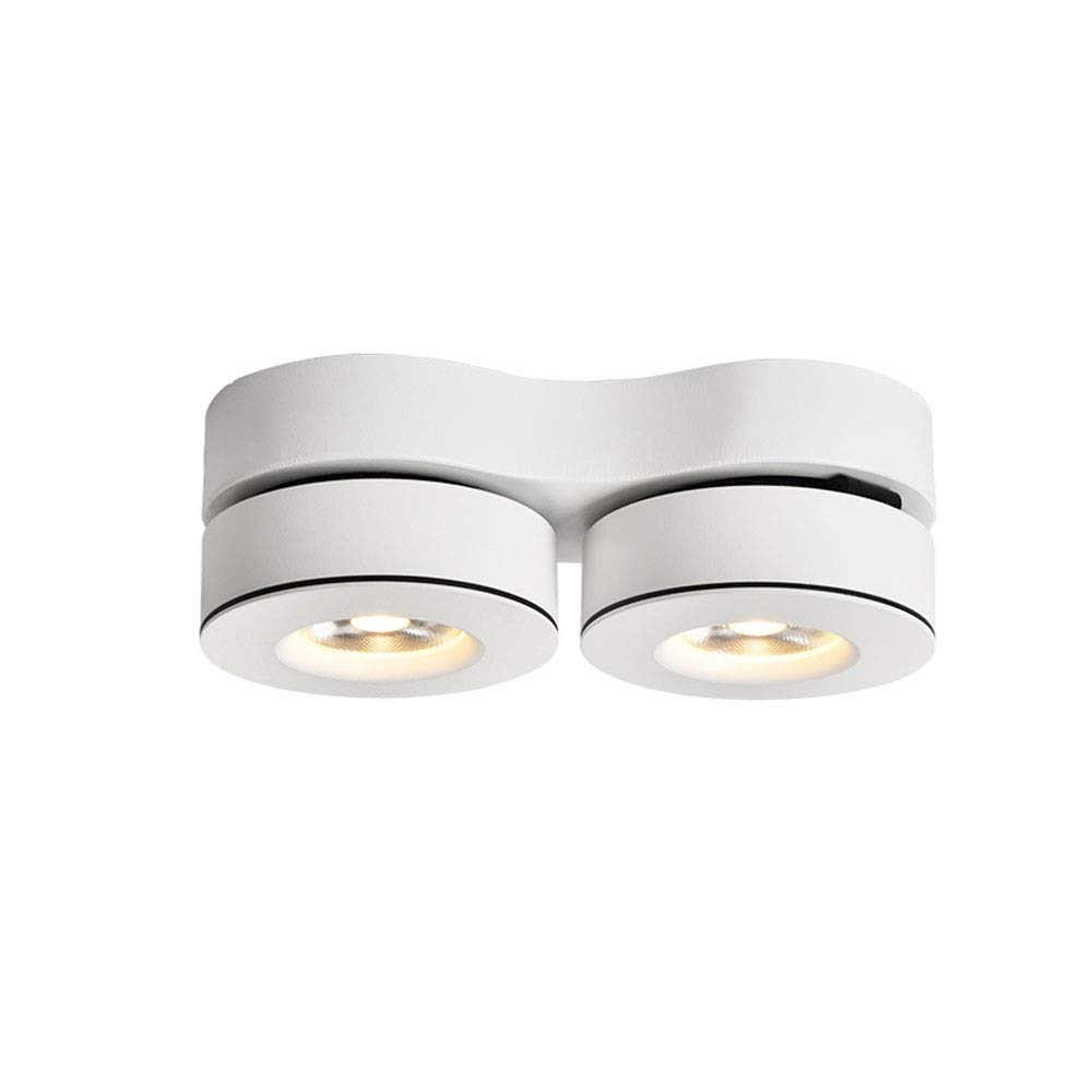 Faretti Da Incasso Nordici Super Luminosi A Doppia Testa Da 12W Cob, Senza Strobo, A Risparmio Energetico, Orientabili A 220°, Per Soffitto, Illuminazione Commerciale, Co,White-Warm light3000k