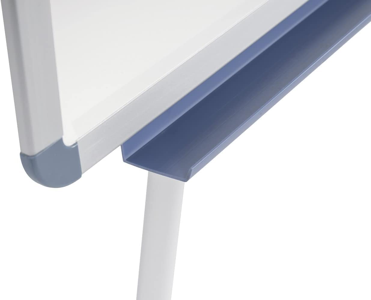 Bi-Joy Pizarra Blanca Magnética con Caballete Trípode, 70 x 100 cm, Marco Gris y azul, con Bandeja y Clip Ajustable para Bloques