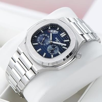 REEF TIGER Automatic Watch, Blue Dial, Stainless Steel Band, Silver Case