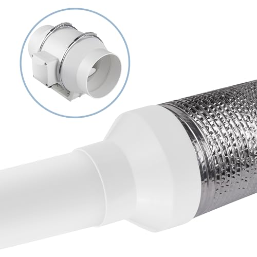 BUCOMTU Runder Abluftschlauch Adapter 150-100 mm mit 2 Edelstahl Rohrschellen, Reduzierstück aus ABS, für Lüftungskanäle