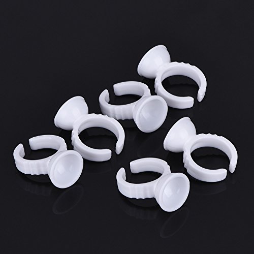 La Tartelette 100 Pieces Makeup Glue Rings Tattoo Glue Holder Disposable Plastic Nail Art Eyelash Extension Rings #TOP1
