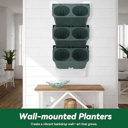 Lot de 3 pots de fleurs muraux à suspendre, jardinière verticale autonome - 8