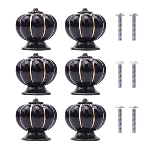 NAKUPENDA 6Pcs Boutons Ceramique Tiroirs Bouton de Meubles en Céramique Forme de Citrouille Poignées de Placard pour Meubles Armoires de Cuisine, Tiroirs, Commode...