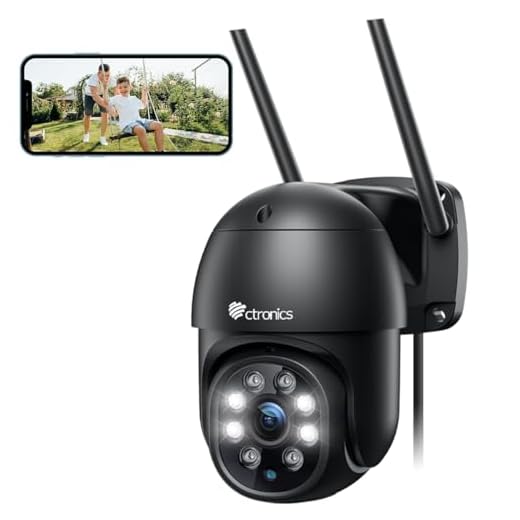 Ctronics PTZ Überwachungskamera, WiFi, Außen, IP-Kamera, 2K 3MP, Menschliche Erkennung, Automatische Verfolgung, Bidirektionales Audio, Wasserdicht, IP66, Unterstützt P2P Slot (Schwarz)