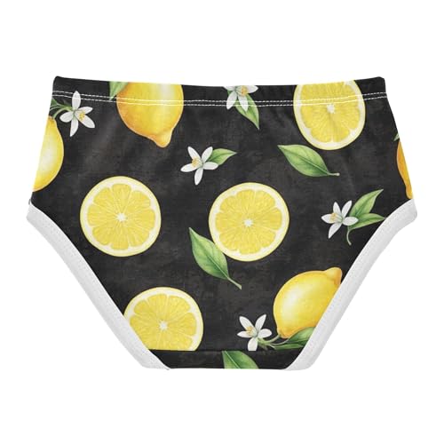 Girls Underwear Toddler 2t Cotton Cute Panties Girl Print Kids Briefs Undies Watercolor Lemons White Floral Black2