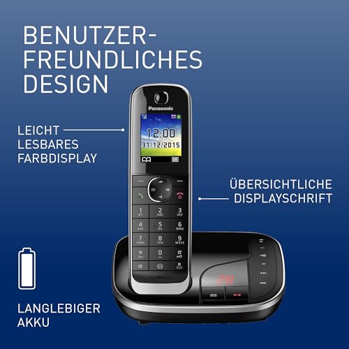 Panasonic KX-TGJ320GB Schnurlostelefon mit Anrufbeantworter, Freisprecheinrichtung, Farb-LCD, DECT-Sicherheit, Strahlungsarm, langlebiger Akku, Schwarz – Bild 3